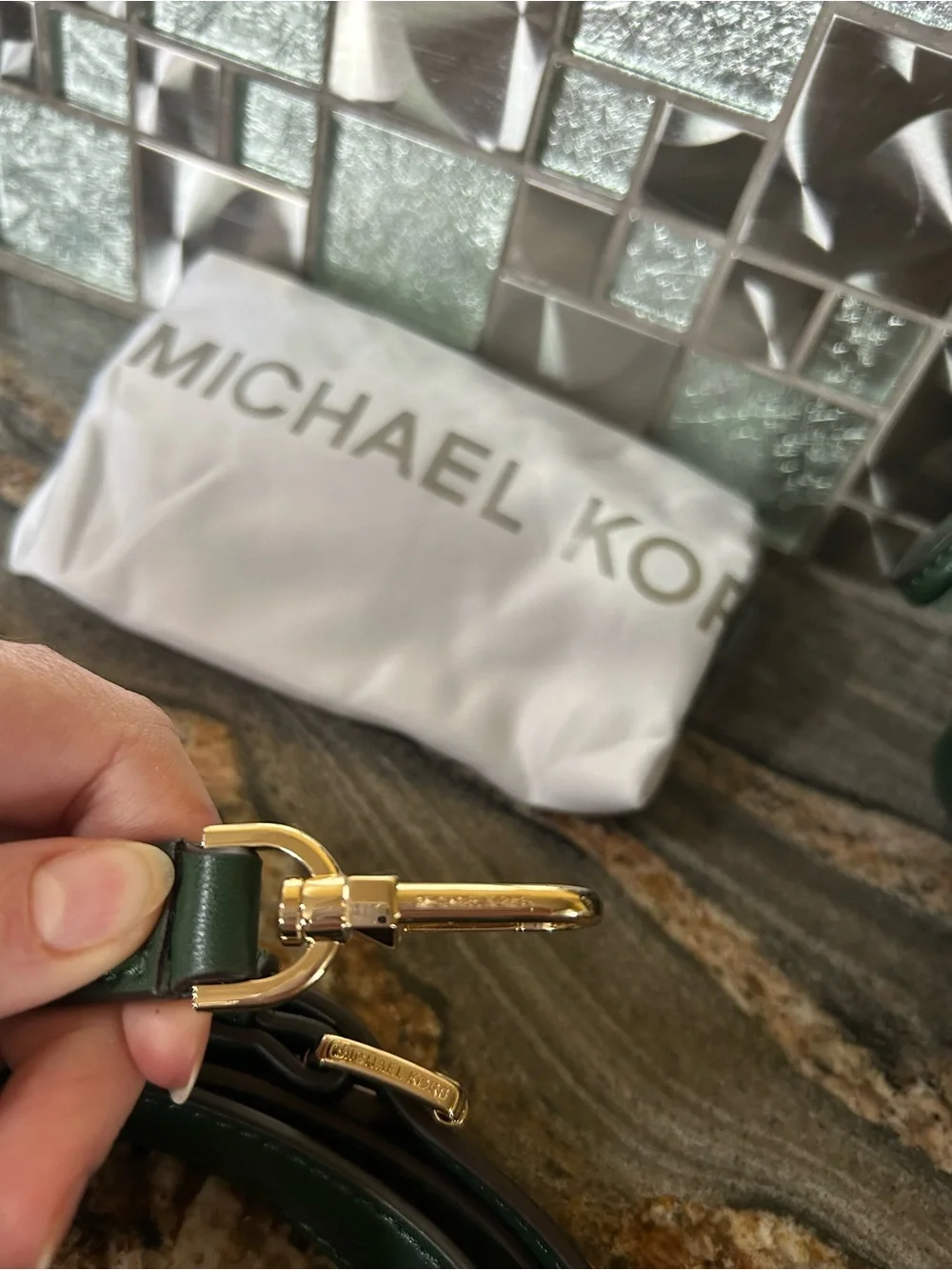Michael Kors Green Women's Cross body Bag with Gold Chain